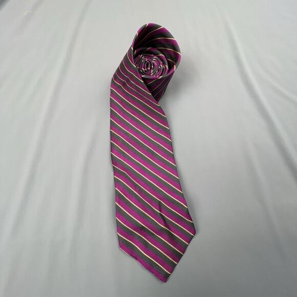 Brooks Brothers Silk Tie | Purple Gold Ribbed London USA Made - Picture 3 of 7